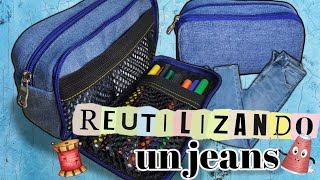 DIY idea de cómo reutilizar un jeans EstucheCosmétiquero [upl. by Macnamara]