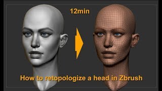 Quick and easy retopology of head in Zbrush with bonus UV mapping [upl. by Hennebery345]