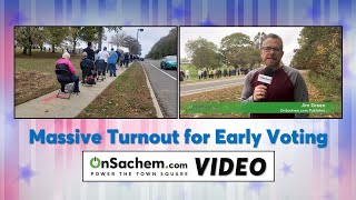 Massive line forms in Farmingville for ‘historic’ early voting [upl. by Aicilanna]