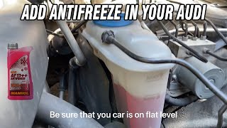 How to addrefill coolant or antifreeze in Audi A1A2A3A4A5A6A7A8Q3Q5Q7 [upl. by Noe]