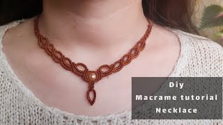 Diy macrame necklaceHow to make a thread necklace with beadstutorialmicro maćrame [upl. by Akeenahs]