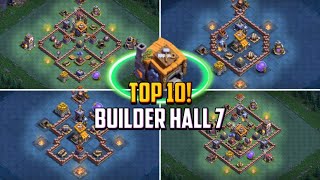 TOP 10 Builder Hall 7 BH7 Base Layout  Copy Link 2024  Clash of Clans [upl. by Airdua213]