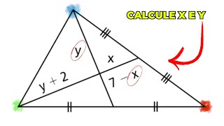 VISUALIZE  Baricentro Determine o x e y no triângulo  GEOMETRIA PLANA [upl. by Amre686]