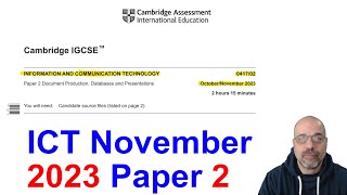 2023 November Paper 2 Cambridge 0417 ICT IGCSE [upl. by Lait188]