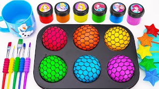 Satisfying Video  6 Color Slime Balls OF Strars Loollipop ON Stiks FROM Magic Cup Paint amp Clay ASMR [upl. by Neiht]