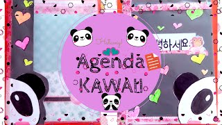 DIY Agenda 🐼 KAWAII 🐼 Paso a paso Facil de hacer [upl. by Eilssel]