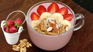 Strawberry Banana Smoothie  Healthy Breakfast Smoothie [upl. by Guria]