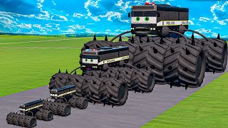 Big amp Small Long Bus Police Lightning McQueen Thorns vs Thomas Trains  BeamNGdrive [upl. by Ojibbob]