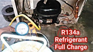 R134a refrigerantgas charge refrigerator step by step in urduhindi [upl. by Warfield]