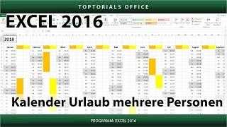 Kalender  Urlaub für mehrere Personen markieren  Download Excel [upl. by Myrle]