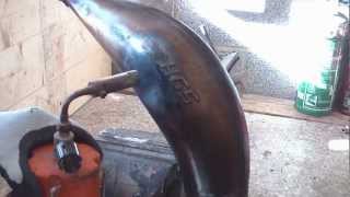 Motorbike exhaust dent removal [upl. by Lilybelle]