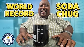 Fastest 2L SODA CHUG with Badlands  Guinness World Records [upl. by Anayhd]