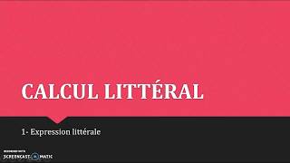 5èmeCalcul littéral1Expression littérale [upl. by Hoye223]