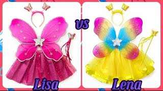 Lisa Vs Lena  Girls Butterfly wings 🦋 Dresses 👗lisa viral butterflydrawing outfitideas [upl. by Hairim]