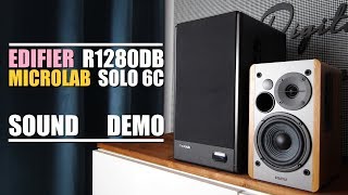 Microlab Solo 6C vs Edifier R1280DB  Sound Demo w Bass Test [upl. by Lucilla]