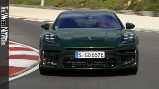 2024 Porsche Panamera Turbo EHybrid  Oak Green  Driving Interior Exterior [upl. by Nolaj]