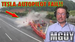 Tesla on autopilot SMASHES into roadworks  MGUY EV News 11 October 2024  MGUY Australia [upl. by Flanagan505]