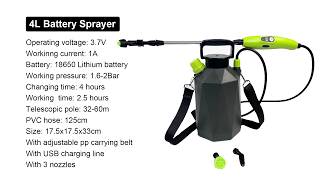 VERTAK 4L Garden Cordless Electric Battery Sprayer with Shoulder Strap TG76030554L [upl. by Mervin362]