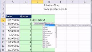 Excel Magic Trick 872 Calculate Quarters From Date3 Methods [upl. by Naujtna947]