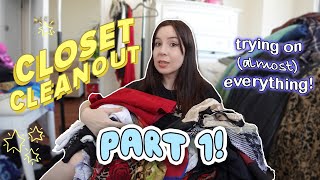 CLOSET CLEANOUT  trying on almost everything in my wardrobe amp purging pt 1 [upl. by Mari]