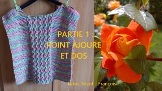 1 Tuto Tricot Pull Femme au point ajouré et au point de Blé facile 3436 à 5052 [upl. by Tisha]