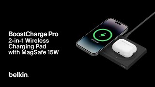 Belkin BOOST↑CHARGE PRO 2in1 Wireless Charger Stand with MagSafe Black Unboxing and Showcase [upl. by Papagena892]