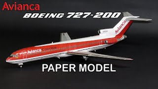 Avianca Boeing 727200 PAPERCRAFT  PAPER MODEL [upl. by Ulphiah]