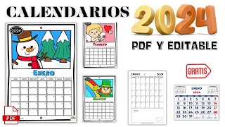 Calendario 2024 para imprimir gratis PDF Y EDITABLE [upl. by Moreen]