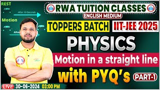 IITJEE 2025  Toppers Batch Physics Motion In A Straight Line PYQs By Shivendu Sir [upl. by Ralyat239]