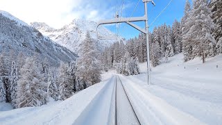 ★ 4K 🇨🇭Samedan  Albulabahn  Chur cab ride after over 1 meter snowfall 122020 [upl. by Ycul]