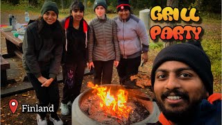 🔥പൊളി Vibe  🍗Grilling in the Finnish Wilderness 🌲Lakefront Grill party in Cold Weather❄️ [upl. by Carrie]