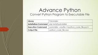 Advance Python Convert Python Program to Executable File [upl. by Bahr]