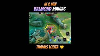 Balmond Maniac in 2 min 💪 mlbb mobilelegends shorts  balmond balmondml balmondmlbb [upl. by Enitsed46]