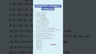 Algebra Formulas  Basic Algebraic formulas shorts shortvideo shortsfeed [upl. by Annaoy603]