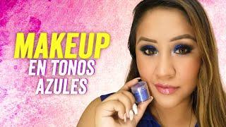 Tutorial MAQUILLAJE en TONOS AZULES facil y sencillo Paso a Paso [upl. by Sremlahc564]