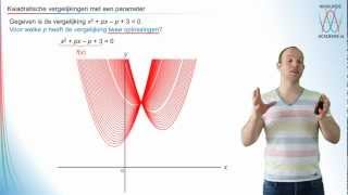 Kwadratische vergelijkingen met een parameter vwo 3  WiskundeAcademie [upl. by Trakas21]