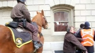 ProUnion Protesters Trampled by Police Horse amp Pepper Sprayed in MI [upl. by Ruthanne472]