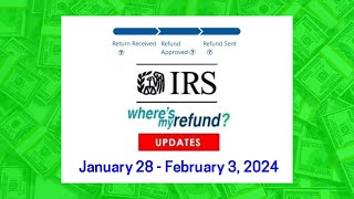 IRS Wheres My Refund Weekly Update  January 28 February 3 2024 [upl. by Annavaj812]