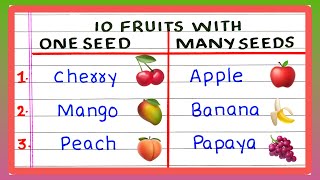 FRUITS WITH ONE SEED AND MANY SEEDS  5  10 FRUITS NAME WITH ONE SEED AND MANY SEEDS  in English [upl. by Adnir351]