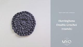 How to make Herringbone Double Crochet in rounds tutorial Hur du virkar Herringbonestolpar i varv [upl. by Cini]