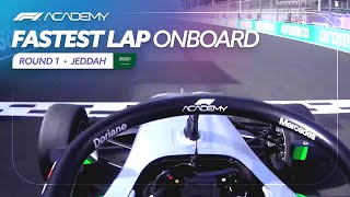 Onboard with Doriane Pins fastest lap  Race Two  2024 Jeddah  F1 Academy [upl. by Noskcire952]