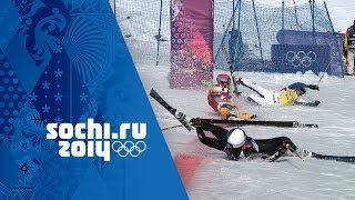 Crazy Photo Finish In Mens Ski Cross QuarterFinal  Sochi 2014 Winter Olympics [upl. by Norok]