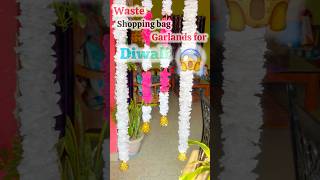 Easy garland with waste shopping bag shorts viralshorts trendingshorts kids viralsong [upl. by Frye]