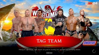 Cody Rhodes Brok lesnar CM Punk vs Roman Reigns Randy Orton The Rock 6 man Tag team Match [upl. by Ixel]