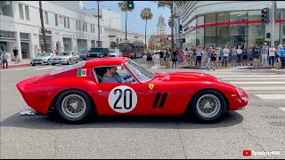 70 MILLION FERRARI 250 GTO DRIVING ON THE STREETS OF BEVERLY HILLS REVS amp DOWNSHIFT SOUND [upl. by Gautea]