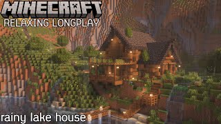 Rainy Lake House  Minecraft Relaxing Longplay No Commentary [upl. by Blainey918]