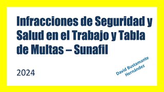 Infracciones de Seguridad y Salud en el Trabajo  SUNAFIL 2024 [upl. by Lejeune]