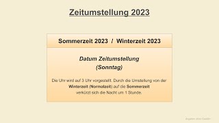 Zeitumstellung 2023  Sommerzeit 2023  Winterzeit 2023  Datum [upl. by Soiritos709]