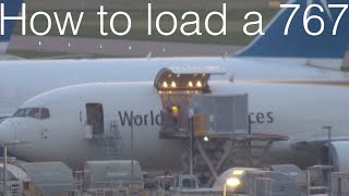 HOW TO LOAD A B767 FREIGHTER  EAST MIDLANDS AIRPORT  NIGHT TIME OPERATIONS [upl. by Nollek]