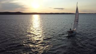 Flying by the Sailboat Dora Maar near Harbour Main Newfoundland [upl. by Nwahs]